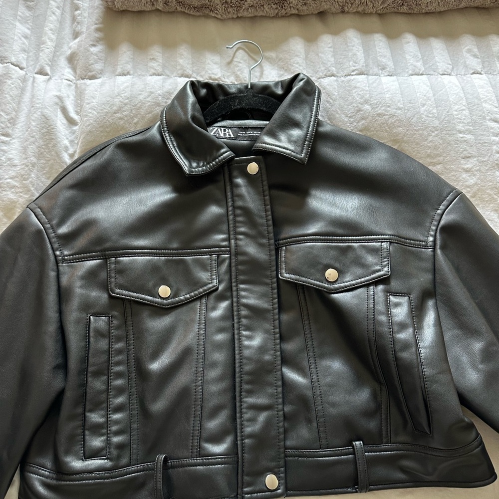 Zara Charcoal Faux Leather Jacket